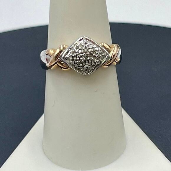 Ross Simons Vintage XO Diamond Accent 925 Sterling Silver Vermeil Ring Sz 8.25 - Picture 1 of 13